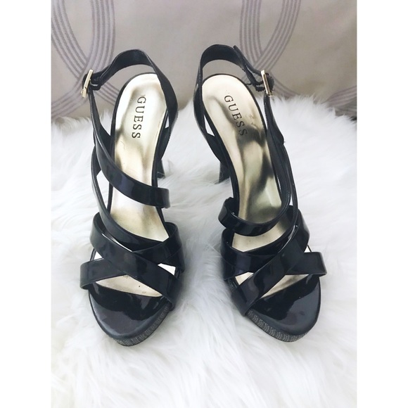 Strappy black guess heels GREAT CONDITION - Picture 1 of 3
